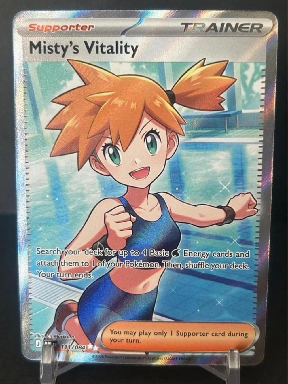 Pokemon Misty's Vitality Holo Trainer Card - Blue & Orange Artwork